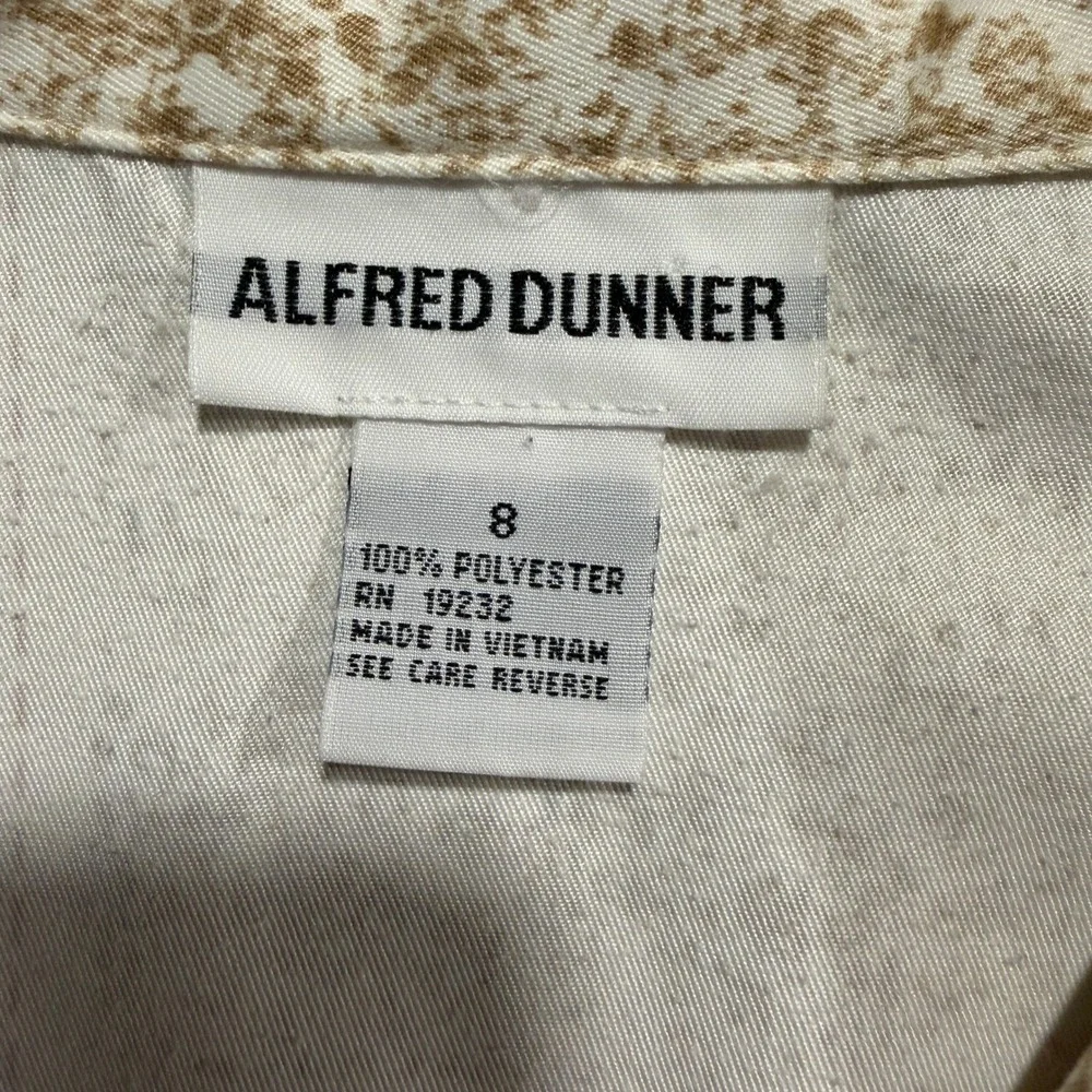 Alfred Dunner Womens 8 M Floral Zip Lightweight Jacket Cream Tan Cottage Grandma